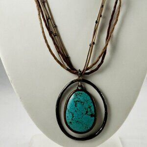 Southwestern style necklace with large Turquoise like pendant